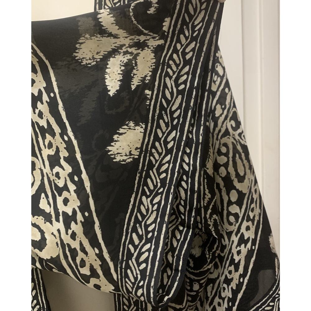 Coldwater Creek Open Front Shawl Kimono Sleeve Sheer Floral Border Print Wrap XL - Picture 5 of 5